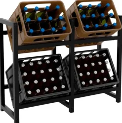 Vinflaskeholdere>Drikke kasseholder Stapel - Bottess Rack - Stilfuld drikkeopbevaring, rustfrit stål | Farve: sort | Størrelse: 75x91x31 cm