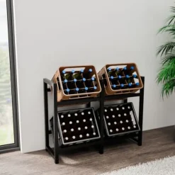 Vinflaskeholdere>Drikke kasseholder Stapel - Bottess Rack - Stilfuld drikkeopbevaring, rustfrit stål | Farve: sort | Størrelse: 75x91x31 cm