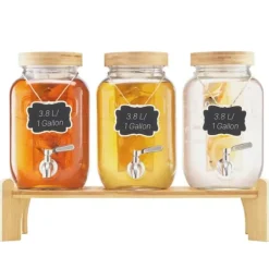 Drikkedispenser 3,8L, Glasdispenser til Fester, Stabil Stativ, Sæt med 3 Online