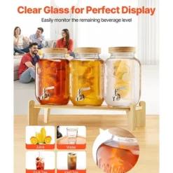 Drikkedispenser 3,8L, Glasdispenser til Fester, Stabil Stativ, Sæt med 3 Online