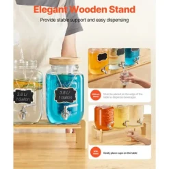 Drikkedispenser 3,8L, Glasdispenser til Fester, Stabil Stativ, Sæt med 3 Online