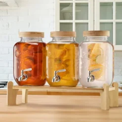 Drikkedispenser 3,8L, Glasdispenser til Fester, Stabil Stativ, Sæt med 3 Online