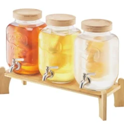 Drikkedispenser 3,8L, Glasdispenser til Fester, Stabil Stativ, Sæt med 3 Online