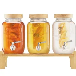 Drikkedispenser 3,8L, Glasdispenser til Fester, Stabil Stativ, Sæt med 3 Online