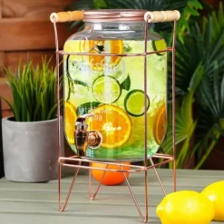 Drikkekrukke med hane og guldfod 4,2 l Discount