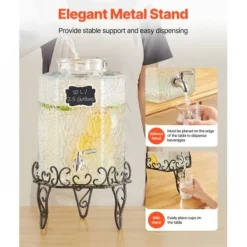 Drikkevareautomat, 40x21x21 cm, 10L, Glas, Transparent, Metalstativ Online