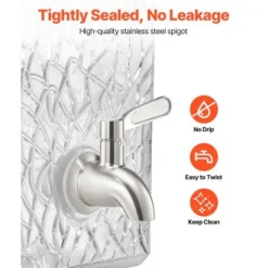 Drikkevareautomat, 40x21x21 cm, 10L, Glas, Transparent, Metalstativ Online