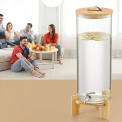 Drikkevareautomat, 20.5x20.5x63.7 cm, Transparent, Glas med træstander Clearance