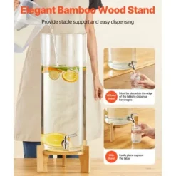 Drikkevareautomat, 20.5x20.5x63.7 cm, Transparent, Glas med træstander Clearance