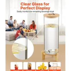 Drikkevareautomat, 20.5x20.5x63.7 cm, Transparent, Glas med træstander Clearance