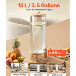 Drikkevareautomat, 20.5x20.5x63.7 cm, Transparent, Glas med træstander Clearance