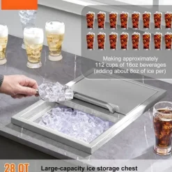 Drop-in-iskiste 18"L x 12"B x 14,5"H i rustfrit stål, kommerciel isbeholder med skydedæksel, perfekt til udendørs vin og øl. Sale