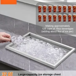 Drop-in-iskiste, 20"L x 14"B x 12"H rustfri stål, kommerciel 40 qt isbeholder med låg til vin og øl, inkl. afløbssystem. New