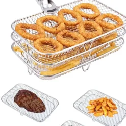 Dual Air Fryer Rack kompatibel för Ninja Multi Layered Dehydrator Racks 304 rostfritt stål Dual Air Fryer Stativ Stativ Air Fryer Tillbehör Clearance