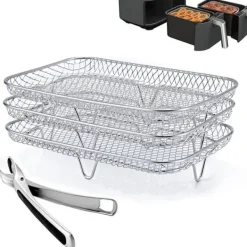 Dual Air Fryer Rack kompatibel för Ninja Multi Layered Dehydrator Racks 304 rostfritt stål Dual Air Fryer Stativ Stativ Air Fryer Tillbehör Clearance