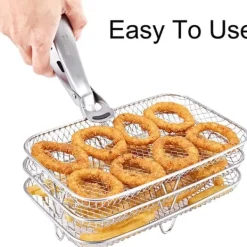 Dual Air Fryer Rack kompatibel för Ninja Multi Layered Dehydrator Racks 304 rostfritt stål Dual Air Fryer Stativ Stativ Air Fryer Tillbehör Clearance