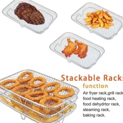 Dual Air Fryer Rack kompatibel för Ninja Multi Layered Dehydrator Racks 304 rostfritt stål Dual Air Fryer Stativ Stativ Air Fryer Tillbehör Clearance