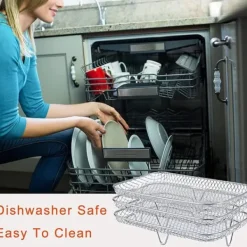 Dual Air Fryer Rack kompatibel för Ninja Multi Layered Dehydrator Racks 304 rostfritt stål Dual Air Fryer Stativ Stativ Air Fryer Tillbehör Clearance