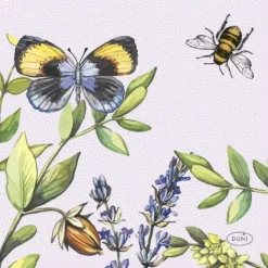 Papirservietter>Duni Servietter med kirsebærsommerfugle 24x24 cm 3-lags silkepapir FSC-pakke med 20 servietter