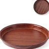 Serveringsfad & Skåle>Dyb, skridsikker tjenerbakke i træ med kant - rund diameter. 32 cm