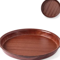 Serveringsfad & Skåle>Dyb, skridsikker tjenerbakke i træ med kant - rund diameter. 32 cm