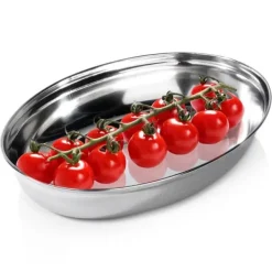 Serveringsfad & Skåle>Dybt ovalt stålfad 25,5x18 cm