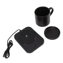 Elektrisk kaffekrusvarmer med intelligent 55℃ konstant opvarmning, USB-drevet drikkevarevarmer med keramisk kop til skrivebord - sort Best