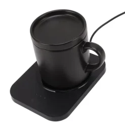 Elektrisk kaffekrusvarmer med intelligent 55℃ konstant opvarmning, USB-drevet drikkevarevarmer med keramisk kop til skrivebord - sort Best