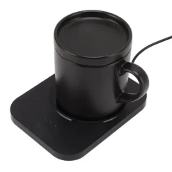 Elektrisk kaffekrusvarmer med intelligent 55℃ konstant opvarmning, USB-drevet drikkevarevarmer med keramisk kop til skrivebord - sort Best