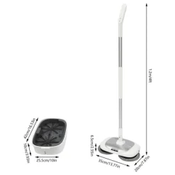 Damprensere>Elektrisk Moppe, 180° Rotation, Trådløs Design,Sølv