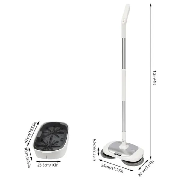 Damprensere>Elektrisk Moppe, 180° Rotation, Trådløs Design,Sølv