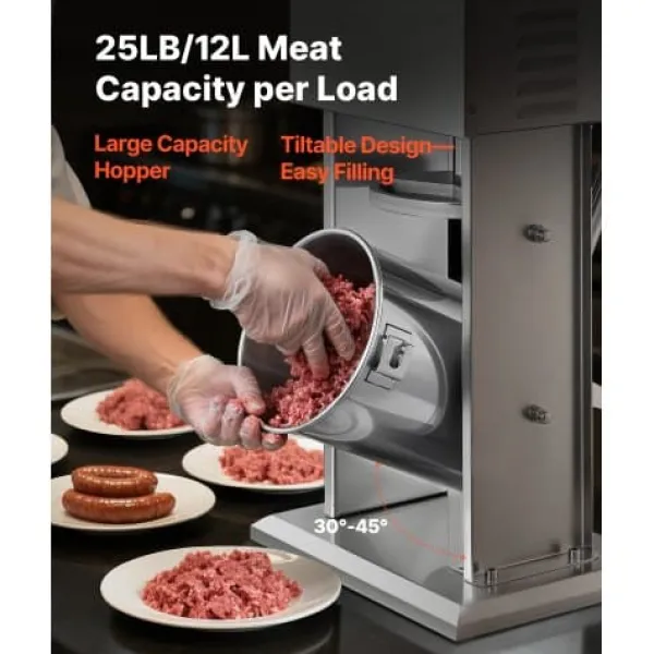 Jerky Pistol>Elektrisk pølsestopper, 12 L, 39x29,5x77 cm, rustfrit stål