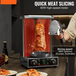 Elektrisk shawarma-kniv til tyrkisk döner kebab og gyros med 2 blade. Effektiv skæring af kød! Best