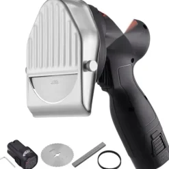 Elektrisk shawarma-kniv, trådløs, til Tyrkisk döner kebab. Effektiv kødskærer med 2 blades. Perfekt til madlavning!