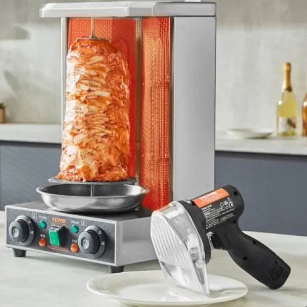 Elektrisk shawarmakniv, 21x13x20 cm, rustfrit stål, justerbar tykkelse Hot