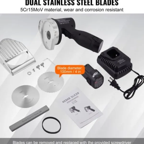 Elektrisk shawarmakniv, 21x13x20 cm, rustfrit stål, justerbar tykkelse Hot