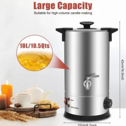 Elektrisk Voks Smelter 10L, Hurtig Opvarmning, Præcis Temperaturkontrol,Ja Sale