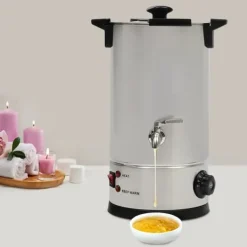 Kopvarmer>Elektrisk vokssmelter - 10 l smeltegryde - Temperaturkontrol - Enkel hældetud - Til lysestøbning - Sølv