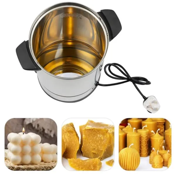 Kopvarmer>Elektrisk vokssmelter - 10 l smeltegryde - Temperaturkontrol - Enkel hældetud - Til lysestøbning - Sølv