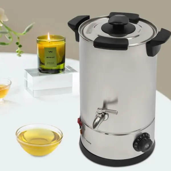 Kopvarmer>Elektrisk vokssmelter - 10 l smeltegryde - Temperaturkontrol - Enkel hældetud - Til lysestøbning - Sølv