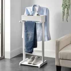 [en.casa] Tøj- & Garderobeopbevaring>® Stumtjener - 43,5x34,5x110 cm - fyrretræ - hvid