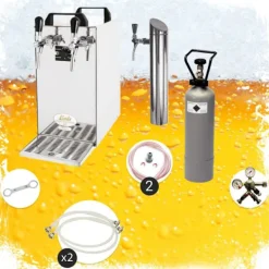 Fadølsanlæg - kontakt 40 2-sidet tør køler, kontinuerlig køler 50 liter/h, inkl. Dispensersøjle, Green Line, KEG 2:Type D, KEG:NC adapter Online