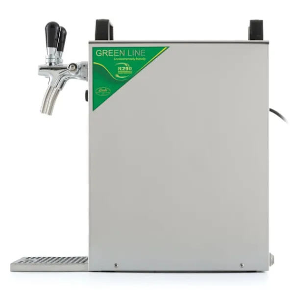 Ølhaner>Fadølsanlæg - kontakt 40 2-sidet tør køler, kontinuerlig køler 50 liter/h, inkl. Dispensersøjle, Green Line, KEG:Type M, KEG 2:5 liters adapter