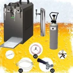 Ølhaner>fadølsanlæg STREAM 80 ølkasse, gennemstrømningskøler 2-linjers tørkøler, KEG:5 liters adapter, KEG 2:uden