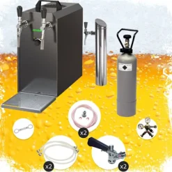 Ølhaner>fadølsanlæg STREAM 50 ølkasse, gennemstrømningskøler, 2-linjers tørkøler, op til 55 liter/h - BLACK EDITION, KEG:5 liters adapter, KEG 2:KeyKeg