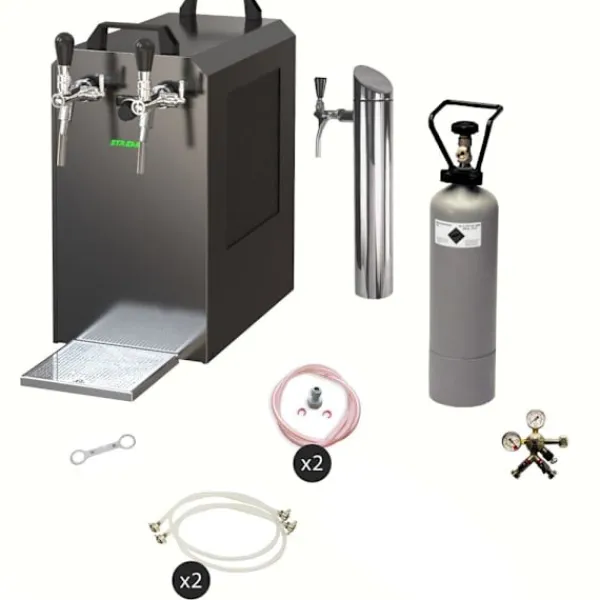 Ølhaner>fadølsanlæg STREAM 80 ølkasse, gennemstrømningskøler 2-linjers tørkøler, KEG:Type A, KEG 2:Type D