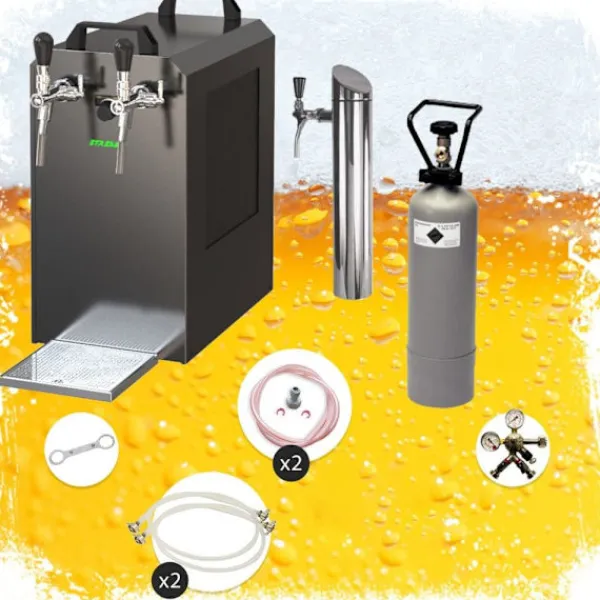 Ølhaner>fadølsanlæg STREAM 80 ølkasse, gennemstrømningskøler 2-linjers tørkøler, KEG:Type A, KEG 2:Type D