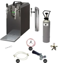 fadølsanlæg STREAM 50 ølkasse, gennemstrømningskøler, 2-linjers tørkøler, op til 55 liter/h - BLACK EDITION, KEG:Typ G, KEG 2:KeyKeg Best