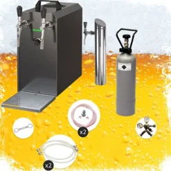 fadølsanlæg STREAM 50 ølkasse, gennemstrømningskøler, 2-linjers tørkøler, op til 55 liter/h - BLACK EDITION, KEG:Typ G, KEG 2:KeyKeg Best