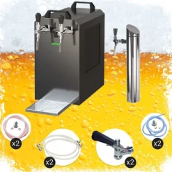 fadølsanlæg STREAM 80K ølkasse, gennemstrømningskøler 2-linjers tørkøler, KEG:5 liters adapter, KEG 2:Type A
